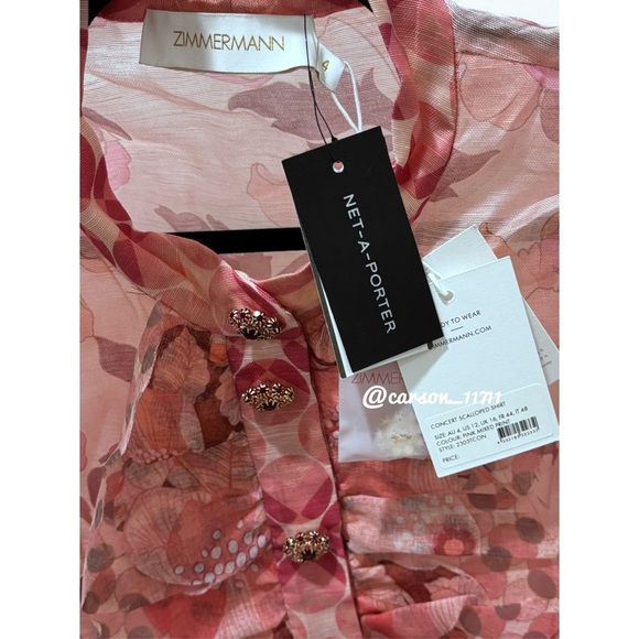 NWT Zimmermann Concert Scalloped Floral Shirt AU4, US12 - Picture 11 of 15